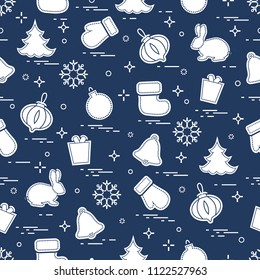New Year and Christmas seamless pattern. Winter holidays. Design for banner, poster or print.