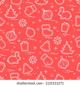 New Year and Christmas seamless pattern. Winter holidays. Design for banner, poster or print.