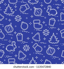 New Year and Christmas seamless pattern. Winter holidays. Design for banner, poster or print.