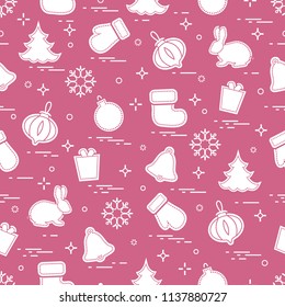 New Year and Christmas seamless pattern. Winter holidays. Design for banner, poster or print.
