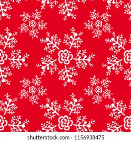 New year and Christmas seamless pattern with snowflakes.