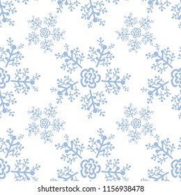 New year and Christmas seamless pattern with snowflakes.