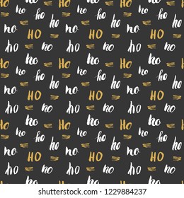New Year and Christmas seamless pattern, with Ho Ho Ho hand drawn letters, retro, vintage Seamless Pattern. Background Vector Illustration