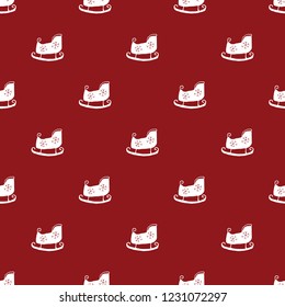 New Year and Christmas seamless pattern, hand drawn sleigh doodles Seamless Pattern. Background Vector Illustration.