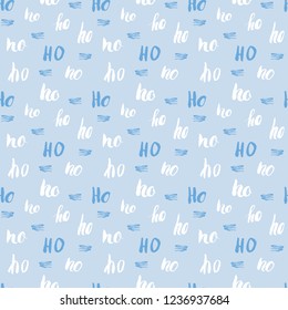 New Year and Christmas seamless pattern, with Ho Ho Ho hand drawn letters, retro, vintage Seamless Pattern. Background Vector Illustration