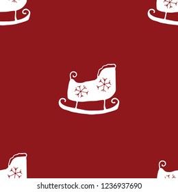 New Year and Christmas seamless pattern, hand drawn sleigh doodles Seamless Pattern. Background Vector Illustration.