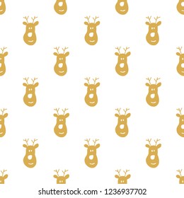 New Year and Christmas seamless pattern, hand drawn reindeer doodles Seamless Pattern. Background Vector Illustration.