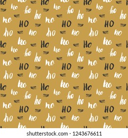 New Year and Christmas seamless pattern, with Ho Ho Ho hand drawn letters, retro, vintage Seamless Pattern. Background Vector Illustration