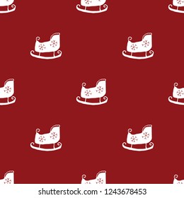 New Year and Christmas seamless pattern, hand drawn sleigh doodles Seamless Pattern. Background Vector Illustration.