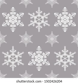 New Year and Christmas seamless pattern. Winter snowflakes background. Christmas seamless pattern with snowflakes. Vector illustration.