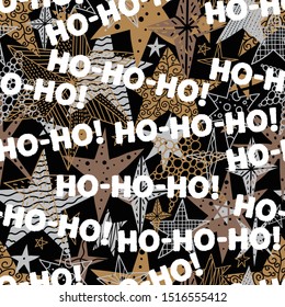 New year and christmas seamless pattern. Ho-ho-ho! Seamless pattern can be used for wallpaper, pattern fills, web page background, surface textures.