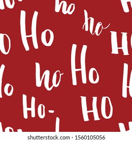 New Year and Christmas seamless pattern, with Ho Ho Ho hand drawn letters, vector Illustration Background.