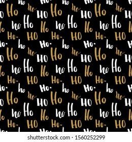 New Year and Christmas seamless pattern, with Ho Ho Ho hand drawn letters, vector Illustration Background.