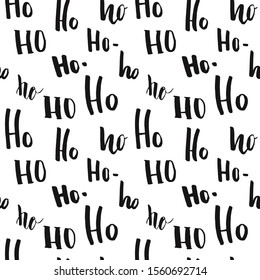 New Year and Christmas seamless pattern, with Ho Ho Ho hand drawn letters, vector Illustration Background.