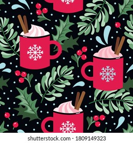 New Year, Christmas seamless pattern. Vector illustration for design of wrapping paper, fabric and other.