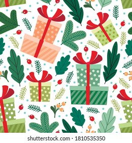 Neujahr, nahtloses Weihnachtsmuster. Vektorgrafik für die Gestaltung von Umhüllungspapier, Stoff und anderem.