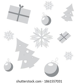 new year Christmas seamless pattern on white background vector illustration set  elements