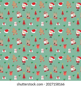 New Year and Christmas seamless pattern, hand drawn doodles Seamless Pattern. Background Vector Illustration.