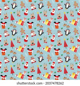 New Year and Christmas seamless pattern, hand drawn doodles Seamless Pattern. Background Vector Illustration.