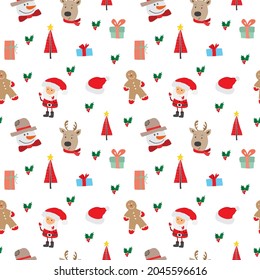 New Year and Christmas seamless pattern, hand drawn doodles Seamless Pattern. Background Vector Illustration.