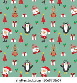New Year and Christmas seamless pattern, hand drawn doodles Seamless Pattern. Background Vector Illustration.