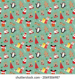Año Nuevo y Navidad sin fisuras, doodles dibujados a mano Patrón sin costura. Ilustración vectorial de fondo.