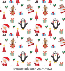 New Year and Christmas seamless pattern, hand drawn doodles Seamless Pattern. Background Vector Illustration.