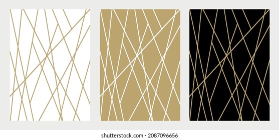 Año Nuevo y Navidad son patrones sin fisuras con líneas geométricas abstractas de oro en un fondo oscuro y claro.
Invitación y tarjeta de felicitación de lujo. Ideal para envolver regalos, papel pintado, pancarta