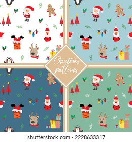 New Year and Christmas seamless pattern, hand drawn doodles Seamless Pattern. Background Vector Illustration.