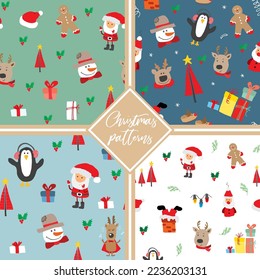 New Year and Christmas seamless pattern, hand drawn doodles Seamless Pattern. Background Vector Illustration.