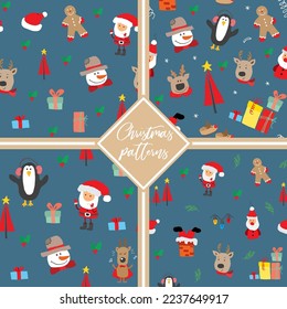 New Year and Christmas seamless pattern, hand drawn doodles Seamless Pattern. Background Vector Illustration.