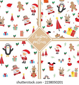 New Year and Christmas seamless pattern, hand drawn doodles Seamless Pattern. Background Vector Illustration.