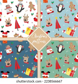 New Year and Christmas seamless pattern, hand drawn doodles Seamless Pattern. Background Vector Illustration.