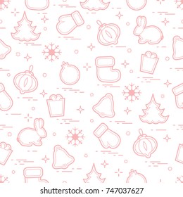 New Year and Christmas seamless pattern. Winter holidays. Design for banner, poster or print.