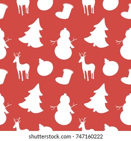 New Year and Christmas. Seamless pattern.Red and white
