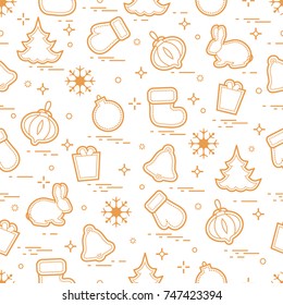 New Year and Christmas seamless pattern. Winter holidays. Design for banner, poster or print.