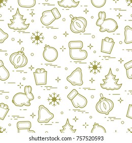 New Year and Christmas seamless pattern. Winter holidays. Design for banner, poster or print.