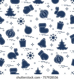 New Year and Christmas seamless pattern. Winter holidays. Design for banner, poster or print.
