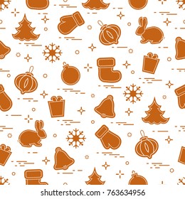 New Year and Christmas seamless pattern. Winter holidays. Design for banner, poster or print.