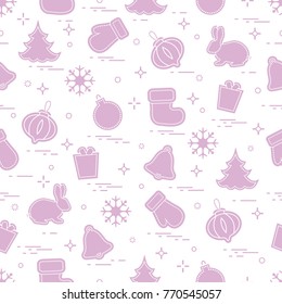 New Year and Christmas seamless pattern. Winter holidays. Design for banner, poster or print.
