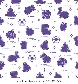New Year and Christmas seamless pattern. Winter holidays. Design for banner, poster or print.