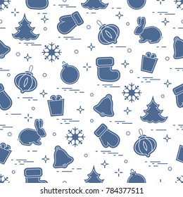 New Year and Christmas seamless pattern. Winter holidays. Design for banner, poster or print.