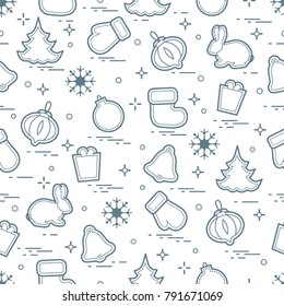 New Year and Christmas seamless pattern. Winter holidays. Design for banner, poster or print.