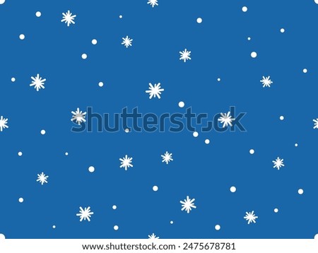 New year or Christmas seamless pattern with snowflakes on blue sky background vector.