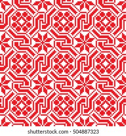 New Year and Christmas Seamless pixel pattern snowflakes