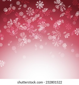 New year christmas snow red card - abstract modern background winter snow flake fall. Vector illustration