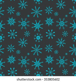 New Year and Christmas snowflakes vector seamless pattern for your design