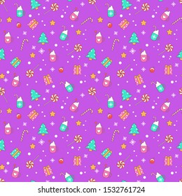 New year and christmas symbols seamless pattern