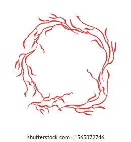 New Year and Christmas Template with Mistletoe branches. Handdrawn red elements isolated on white background. Print for greeting cards, invitations and design wrapping paper. Stock vector illustration