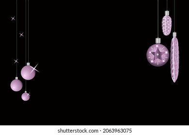 new year christmas toys on a black background 